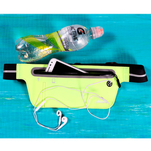 TX-077, Cinturon deportivo slim ajustable resitente al agua con salida para audifonos colores: azul, gris, rosa y verde.